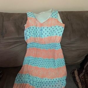 Orange and Teal Midi Dress